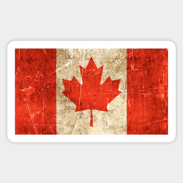 Vintage Aged and Scratched Canadian Flag Sticker by jeffbartels